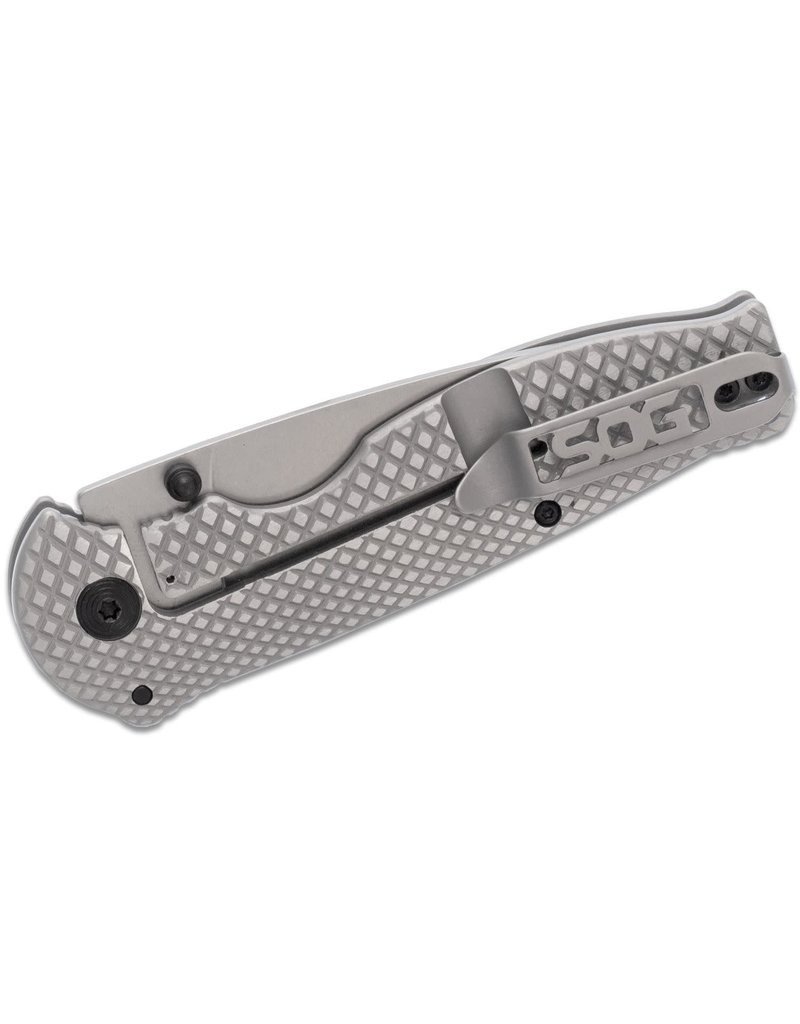 SOG Flash FL -  3.44", Stonewashed Plain Edge, 8Cr13MoV , Steel (14-18-01-57)