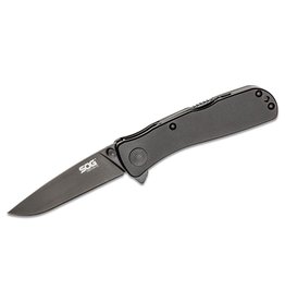 SOG Twitch II Assisted - 2.65" Black TiNi Plain Edge, AUS8, Aluminum (TWI12-CP)