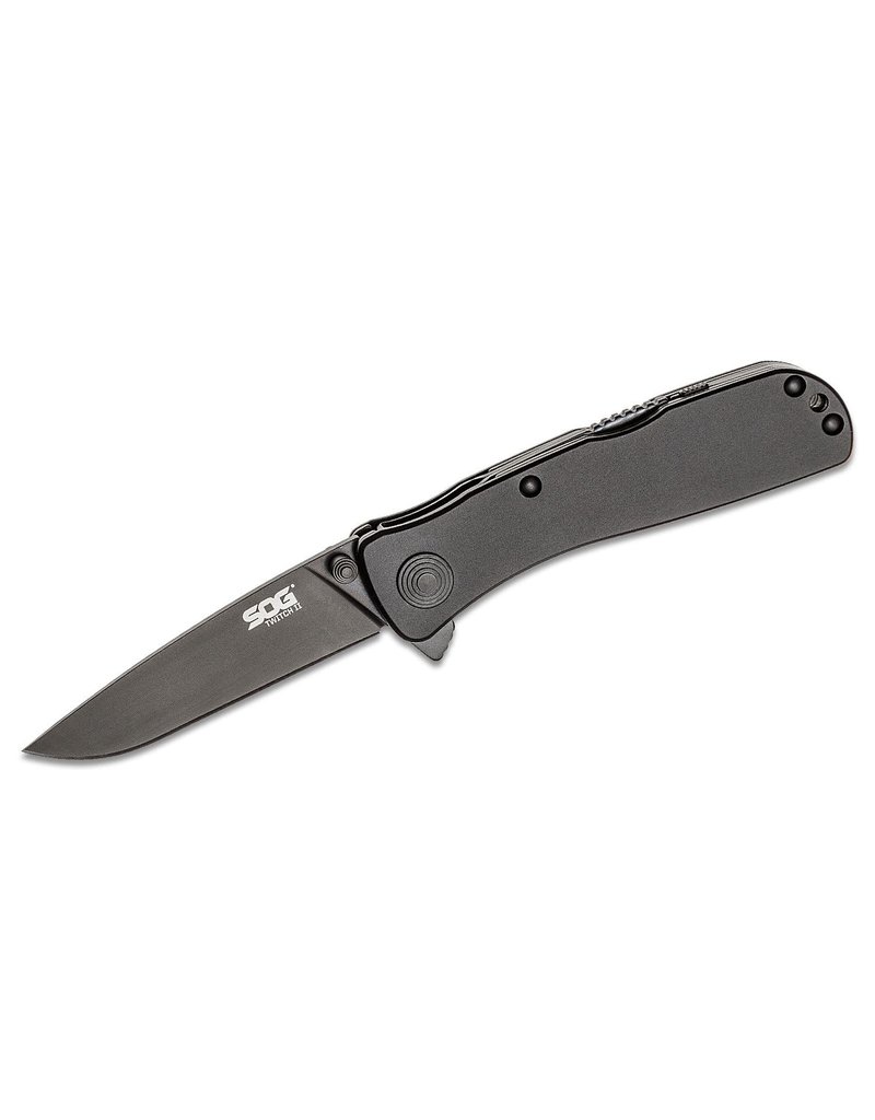 SOG Twitch II Assisted - 2.65" Black TiNi Plain Edge, AUS8, Aluminum (TWI12-CP)