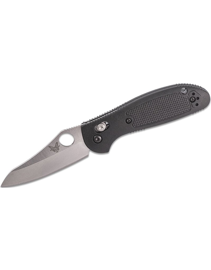 Benchmade Mini Griptilian - 2.91" Satin Flat Ground Sheepsfoot Plain Blade, S30V, Black Noryl GTX Handles (555-S30V)