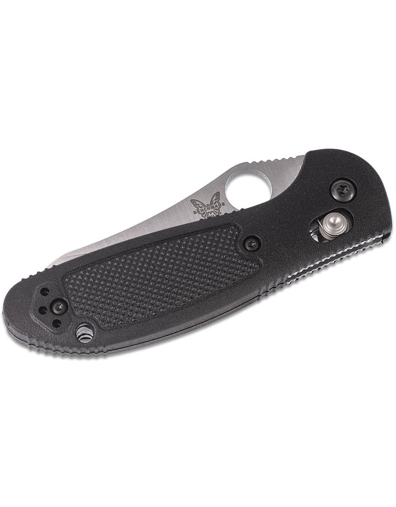 Benchmade Mini Griptilian - 2.91" Satin Flat Ground Sheepsfoot Plain Blade, S30V, Black Noryl GTX Handles (555-S30V)