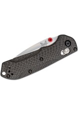 Benchmade Mini Freek - 3" Satin Plain Blade, Carbon Fiber Handles, S90V, True Red Accents (565-1)