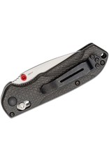 Benchmade Mini Freek - 3" Satin Plain Blade, Carbon Fiber Handles, S90V, True Red Accents (565-1)