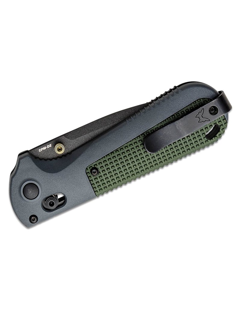 Benchmade Redoubt - 3.55"  Graphite Black Plain Blade, CPM-D2, Gray and Green Grivory Handles (430BK)