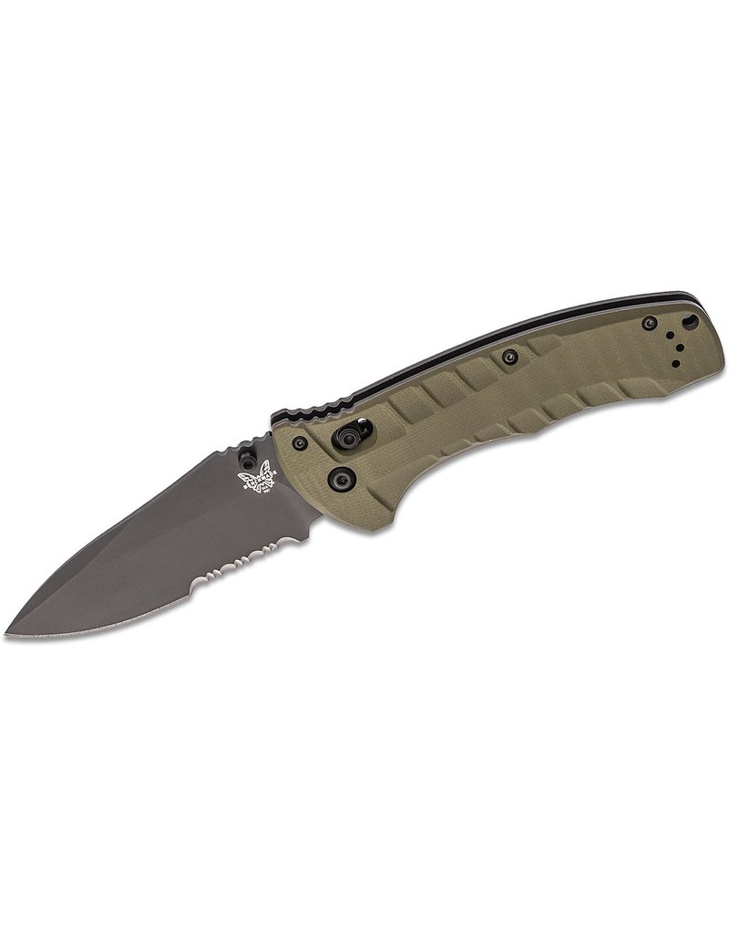 Benchmade Turret - 3.7" Black Combo Blade, S30V, Olive Drab G10 Handles (980SBK)