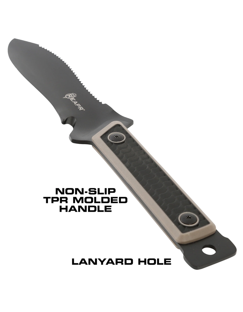 REAPR Versa Hori Hori - 6.5" Black Dual Sided Edge, 440C, Ballistic Nylon Sheath (11017)