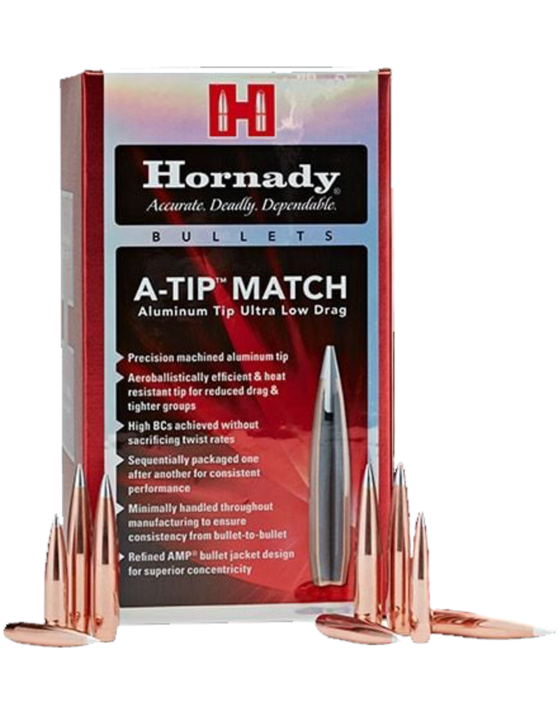 Hornady A-Tip Match Bullets - 6.5mm, 153gr, .264", A-Tip, Box of 100 (2638)