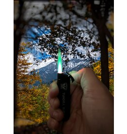 Tundra Supply Butane Lighter, Black - Refillable With Green Jet Flame (TUNLIGHTER-BLK)
