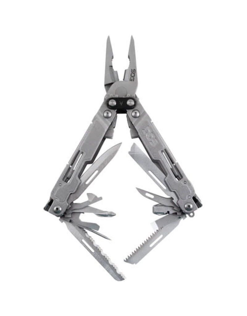 SOG PowerAccess Multi-Tool - 18 Tools, Stone Wash Finish, Clam (SOG-PA1001-CP)