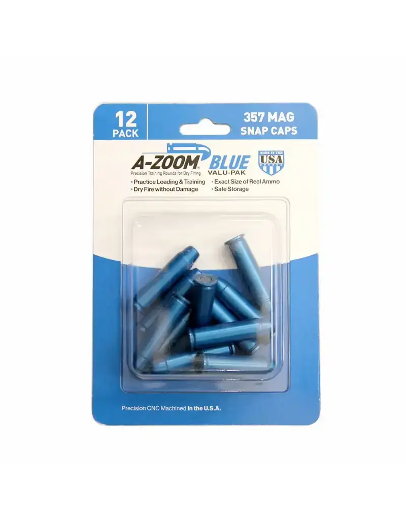 A-Zoom Snap Caps - 357 Mag, Blue, Pack of 12 (16319)