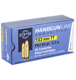 PPU Pistol Ammunition - 7.62 Tokarev, 85gr, FMJ, Box of 50 (PPH7TF) — Tundra Supply