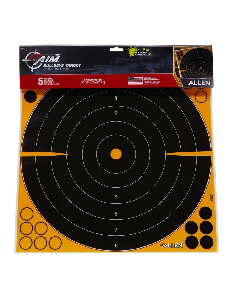 Allen EZ Aim - Adhesive Splash, Bullseye, 17.5"Hx17.5"W, 5-Pack (15227)