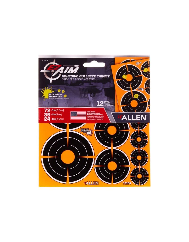 Allen Ez Aim - Adhesive Splash Target, Bullseye, 1" - 3", Pack of 12 (15254)