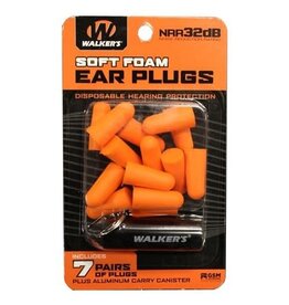 Walkers Neon Earplugs - 7 Pairs, Orange, Aluminum Carry Case (GWP-PLGCAM-OR)