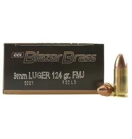 CCI Blazer Brass - 9mm Luger, 124gr, FMJ, Box of 50 (5201) — Tundra Supply