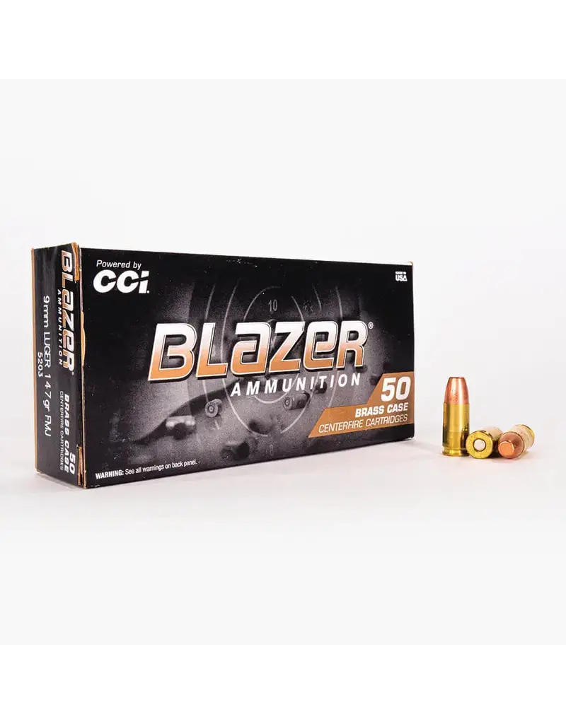 CCI Blazer Brass - 9mm Luger, 147gr, FMJ, Box of 50 (5203)