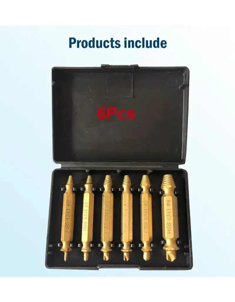 Tundra Supply Screw Extractors - 6pc, 5 Sizes, Case Included, Gold (TUN-SCREW)