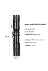 Tundra Supply Mini Pen Flashlight - 3.5", LED, IP44, Black (TUN-FLASH-SM)
