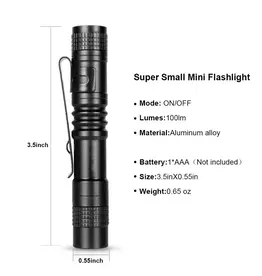 Tundra Supply Mini Pen Flashlight - 3.5", LED, IP44, Black (TUN-FLASH-SM)