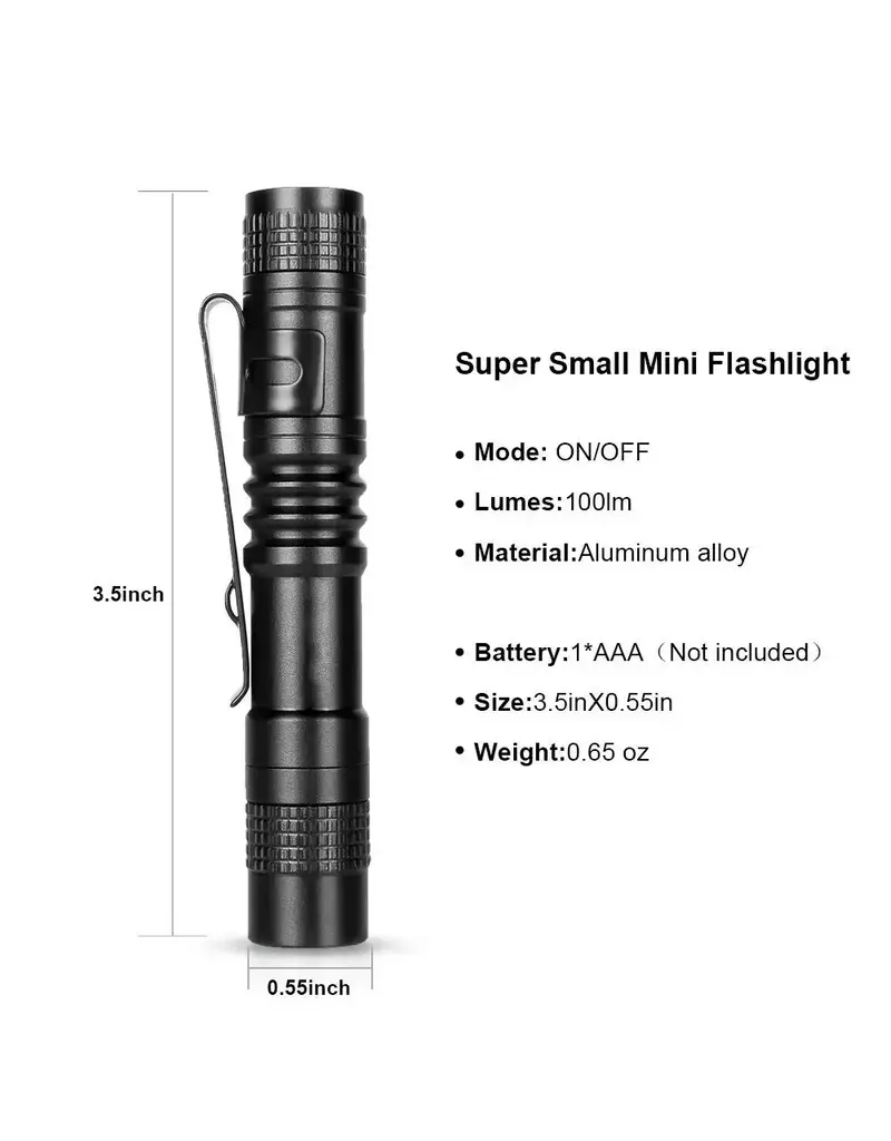 Tundra Supply Mini Pen Flashlight - 3.5", LED, IP44, Black (TUN-FLASH-SM)