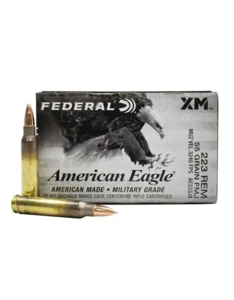 Federal American Eagle - 223 Rem, 55gr, FMJ, Box of 20 (AE223JX)