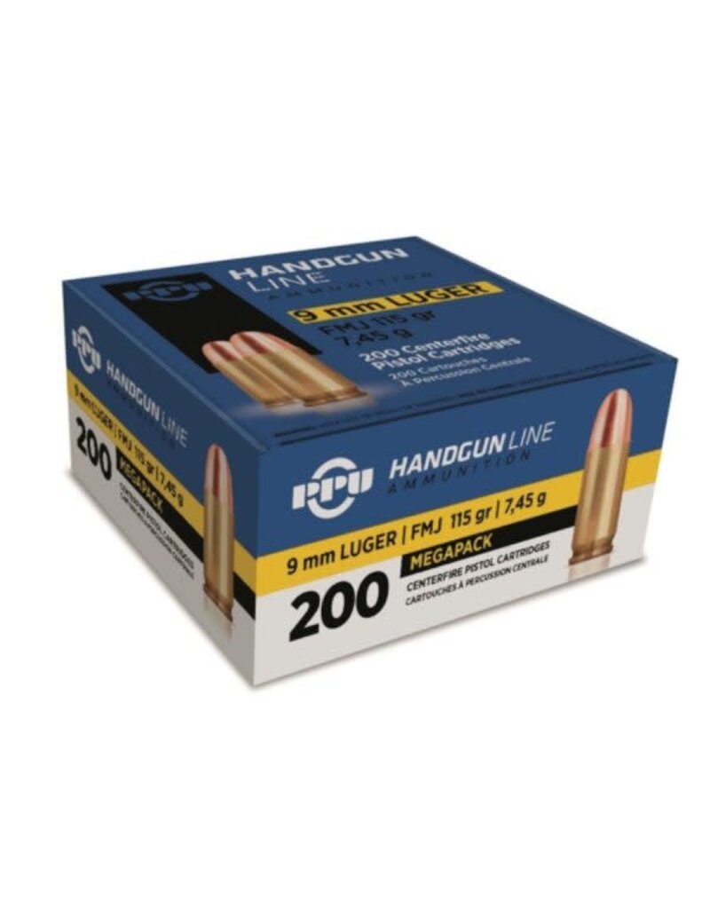 PPU Prvi Partizan - 9mm Luger, 115gr, FMJ, Box of 200 (PPH9F1M)