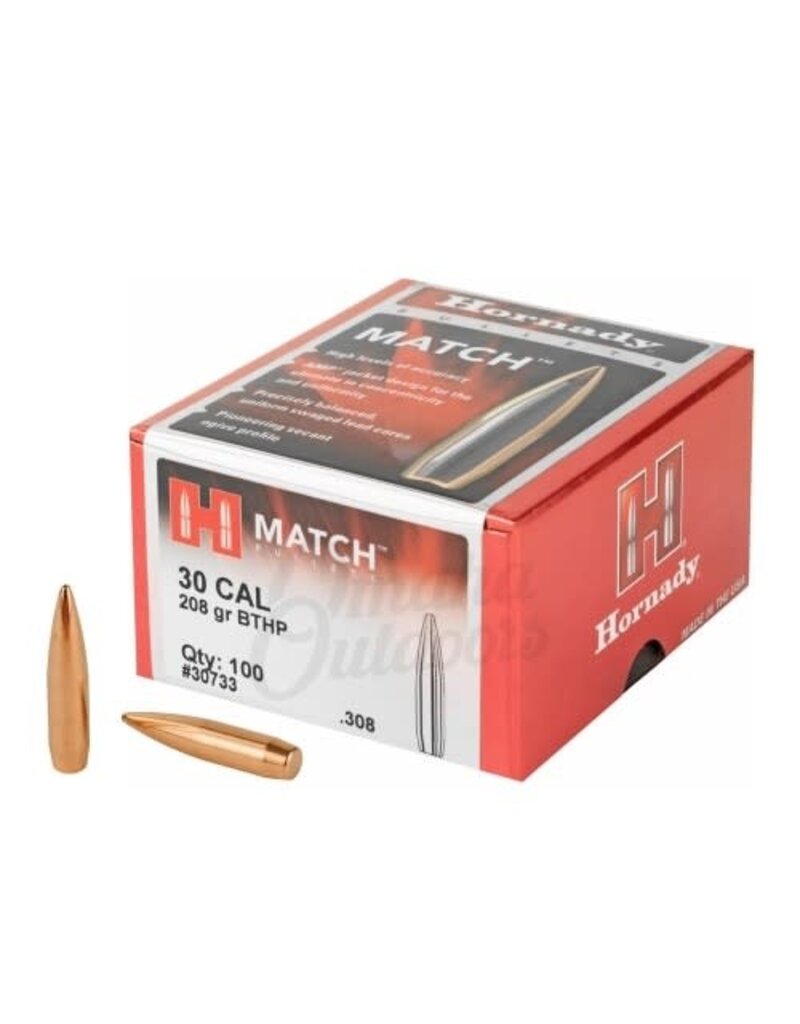 Hornady Hornady BTHP Match - 30 Cal, 208gr, BTHP, Box of 100 (30733)