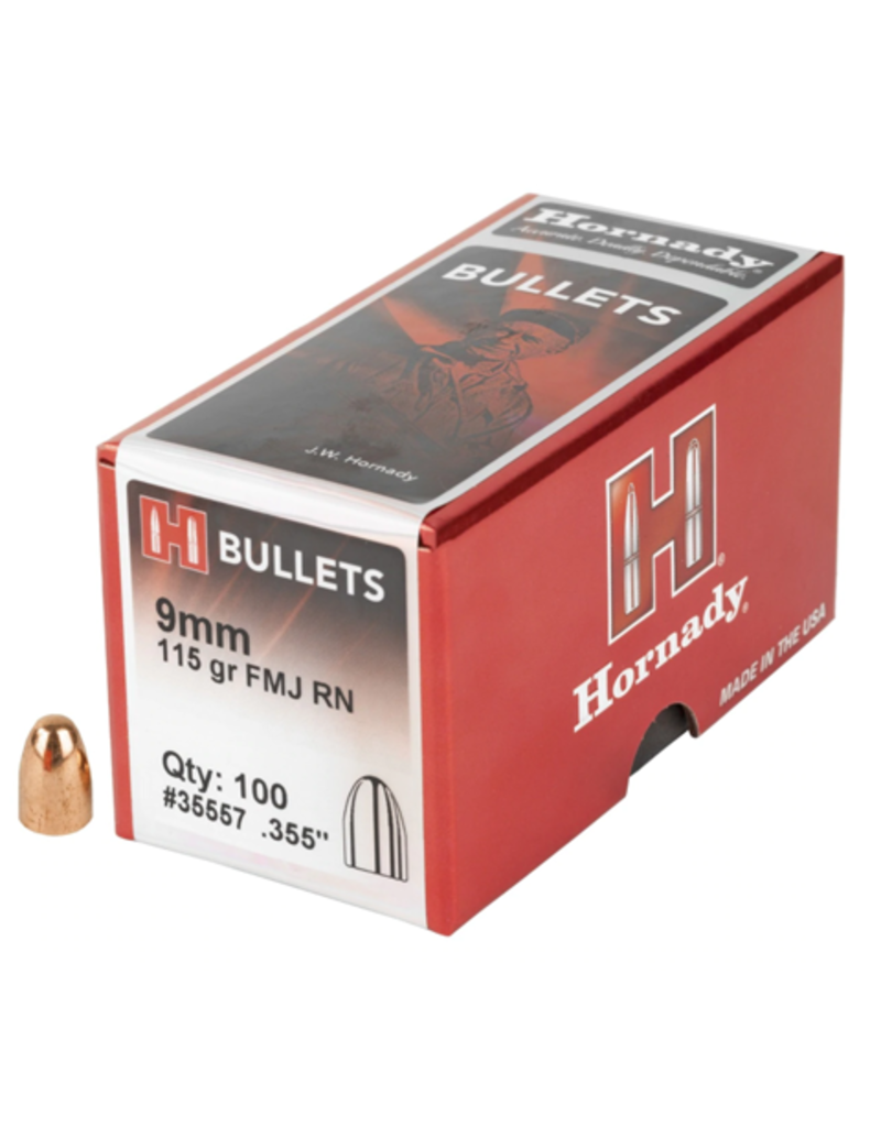 Hornady Hornady Pistol - 9mm, 115gr, FMJ, Box of 100 (35557)