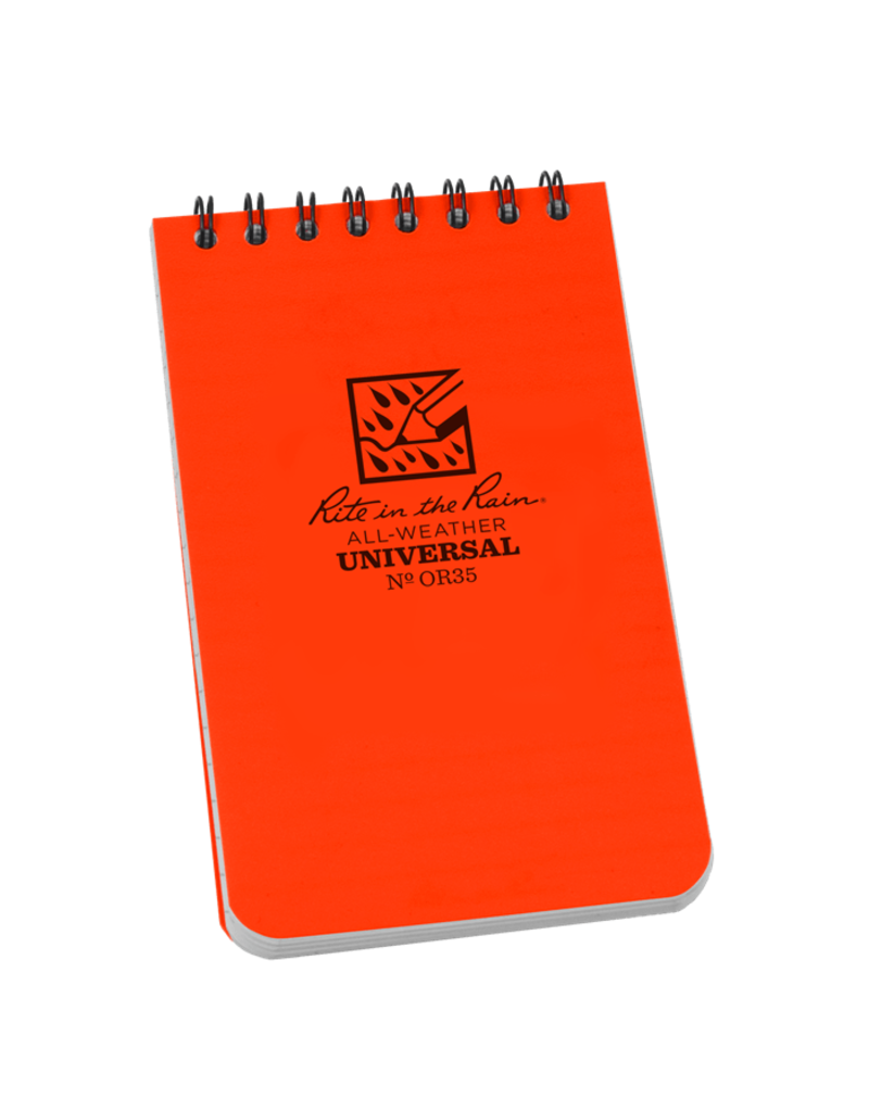 Rite in the Rain Pocket Spiral Notebook - Blaze Orange, 3"x5", 100 Page (OR35)