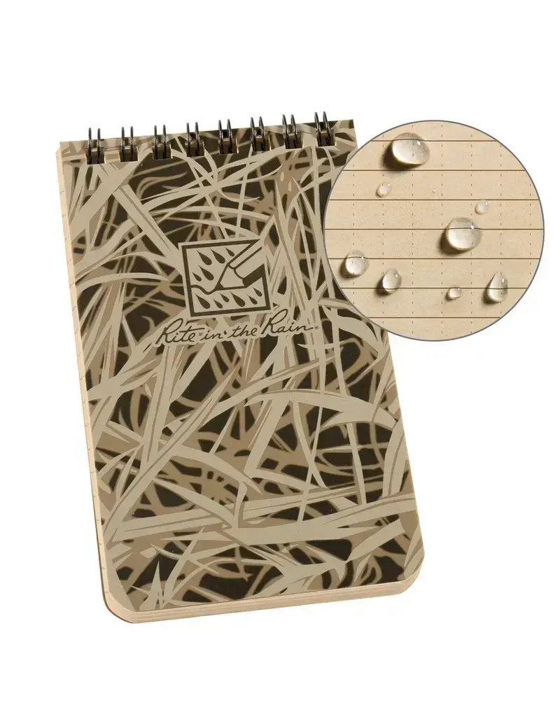 Rite in the Rain Top Spiral Notebook - Tan with Grass, 3"x5", 100 Page (RG935T)