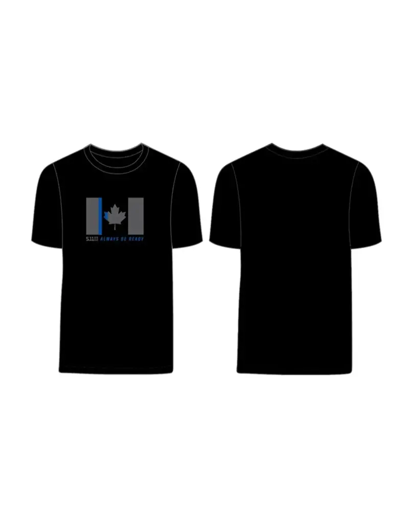 5.11 Tactical Canada Day SS Tee - Thin Blue Line, Black, Small (76074-019-S)