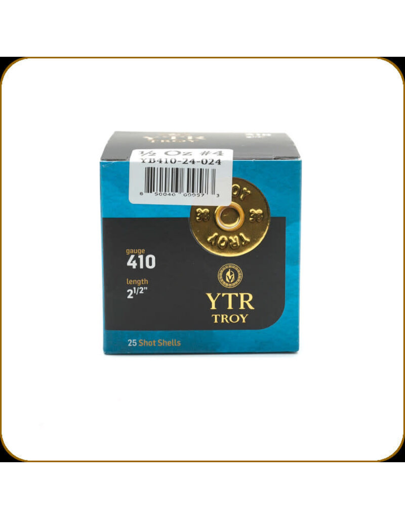 Troy Ammunition - 410ga, 2-1/2", 1/2oz, #4, Lead Shot, Box of 25 (TT364)