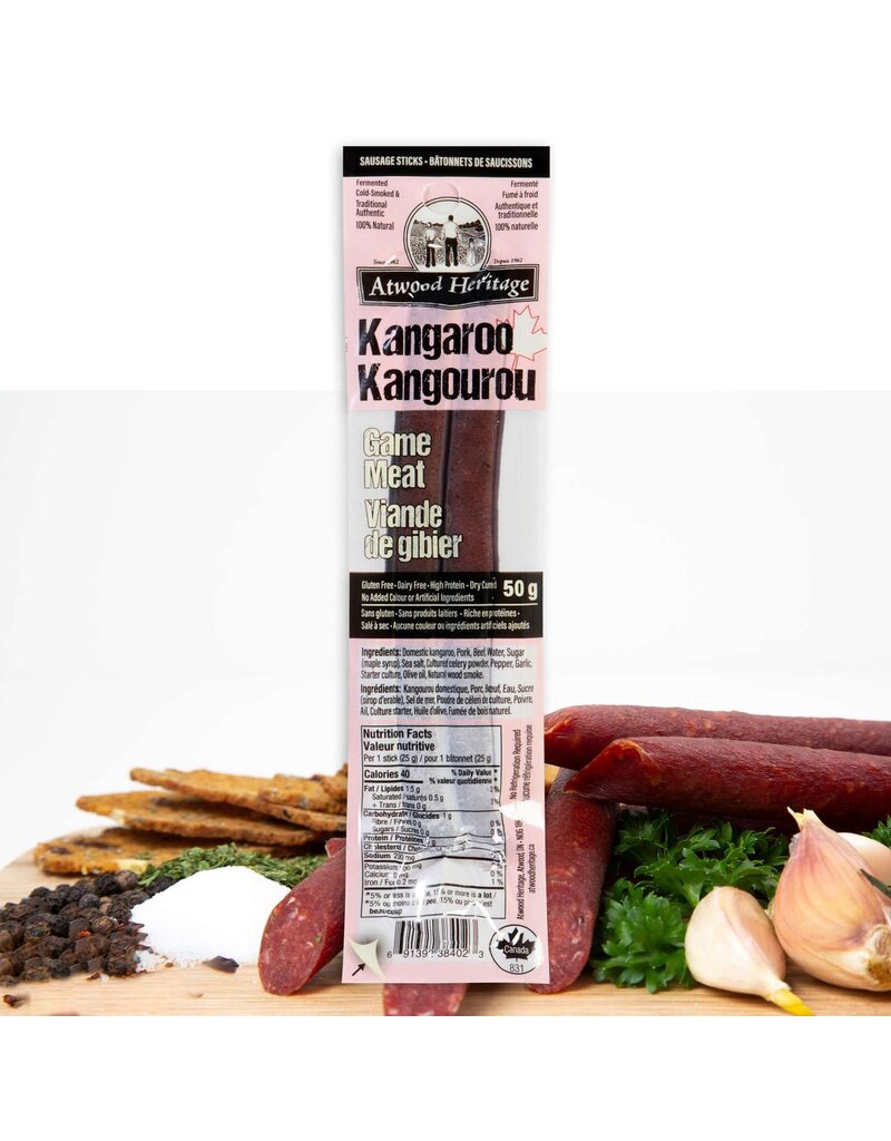 Atwood Heritage Sausage Snacks - Kangaroo, 50g, 2 Piece Pack (38402)