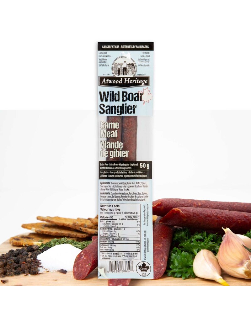 Atwood Heritage Sausage Snacks - Wild Boar, 50gr, 2 Piece Pack (38602)