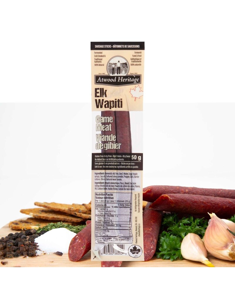 Atwood Heritage Sausage Snacks - Elk, 50gr, 2 Piece Pack (38202)