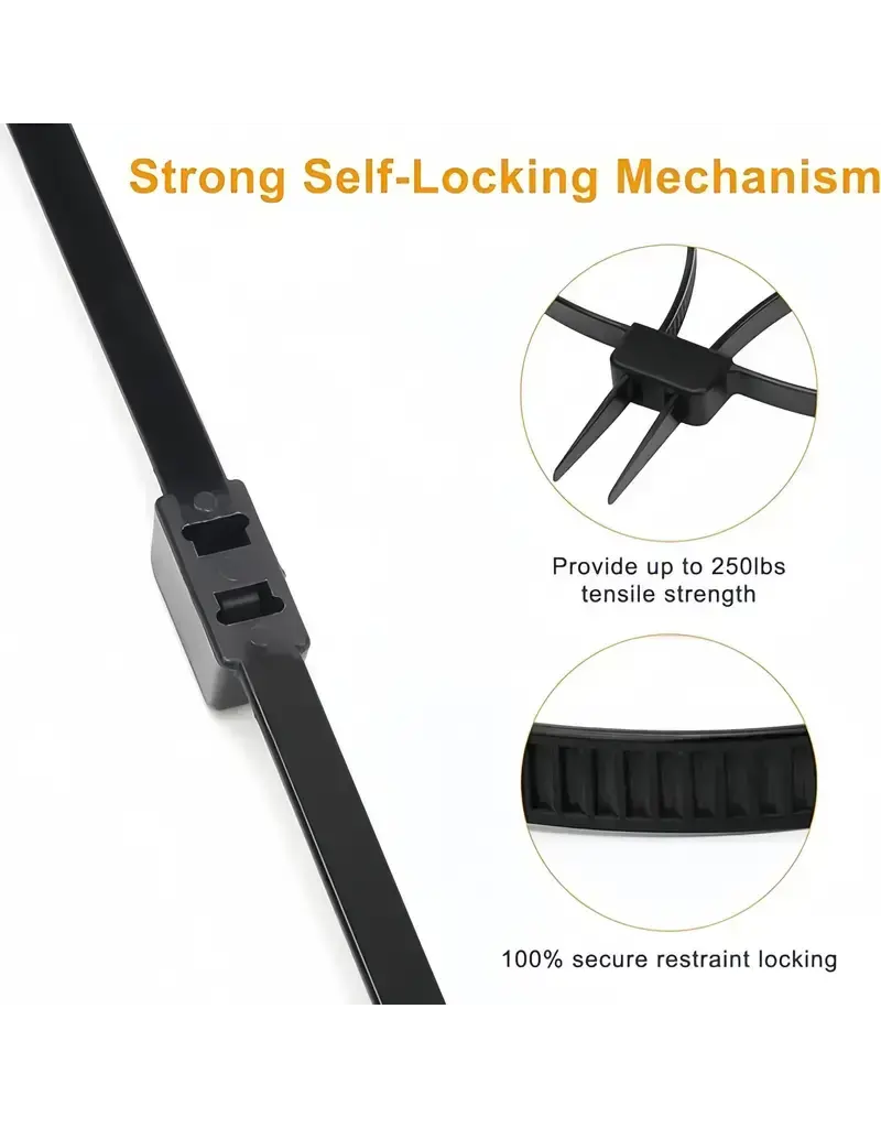 Shun Zip Ties Zipper Strap Elastic Handcuffs - 250lb Tensile Strength, 27.5", 2-Pack  (ZIPCUFF-DOUBLE)
