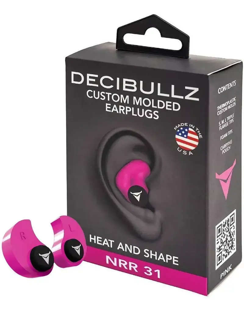Decibullz Hearing Protection - 31dB, Highest NRR, Remoldable, Pink (CA-PLG1-PNK)
