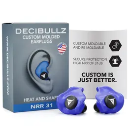 Decibullz Hearing Protection - 31dB, Highest NRR, Remoldable, Blue (CA-PLG1-BLU)
