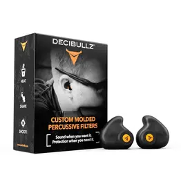 Decibullz Hearing Protection - Percussion Filter Earplugs, 33dB, Highest NRR, Remoldable (FLTR-SHO-BLK)