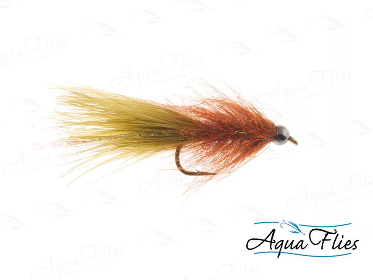 Aqua Flies Stillwater Leech, Burnt Orange/Olive Sz 10
