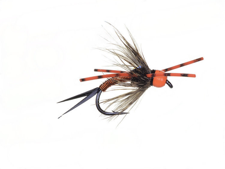 Aqua Flies Bead Head Vitamin D Orange Rubber Leg Sz 6