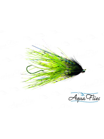 Aqua Flies Stu's Barred Ostrich Intruder Chartreuse/Black Sz 1