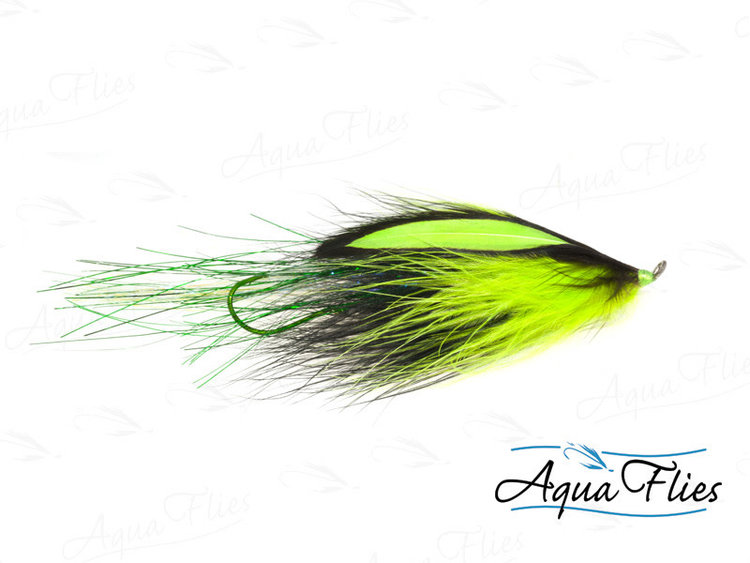 Aqua Flies FlashTail Stinger Prawn Chartreuse/Black Sz 1