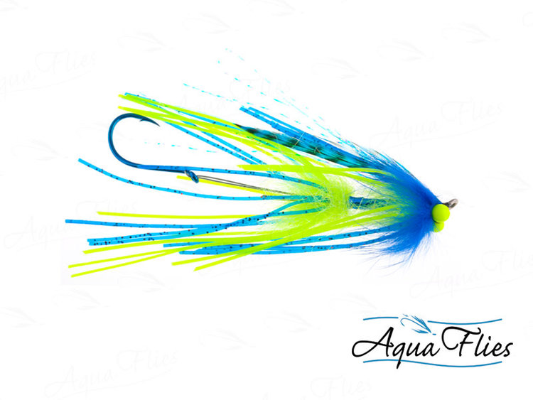 Aqua Flies Sili-Leg Intruder Blue/Chartreuse Sz 1