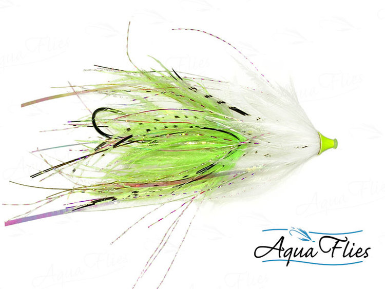 Aqua Flies Stu's Chinook Intruder Tube White/Chartreuse Sz 1