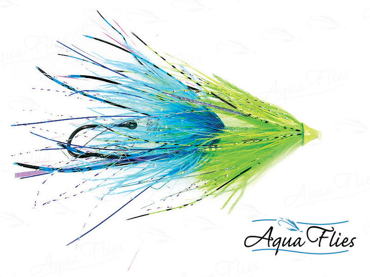 Aqua Flies Stu's Chinook Intruder Tube Chartreuse/Blue Sz 1
