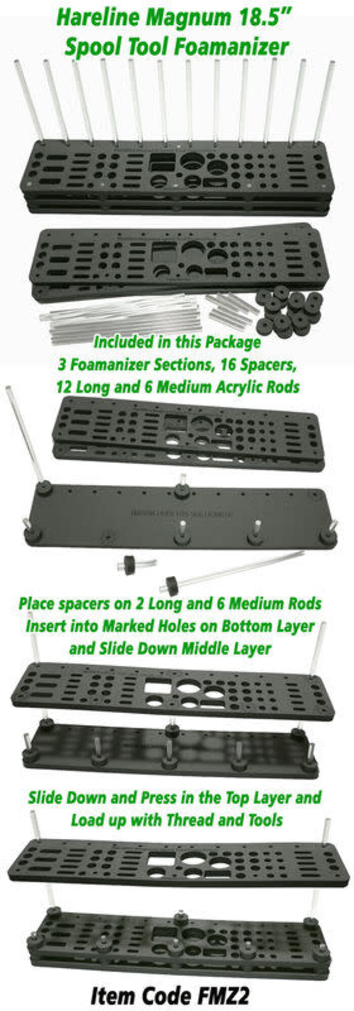 Hareline Hareline Foamanizer 18.5" Magnum Spool & Tool