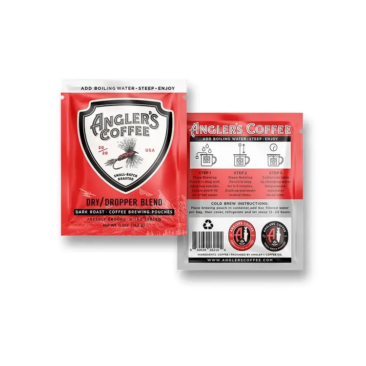Angler's Coffee Angler's Coffee Dry Dropper Single Serve - Fresh Brew Coffee Pouch 10 Pack