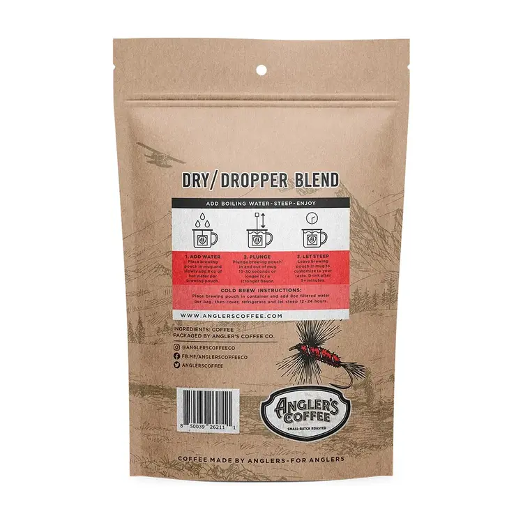 Angler's Coffee Angler's Coffee Dry Dropper Single Serve - Fresh Brew Coffee Pouch 10 Pack