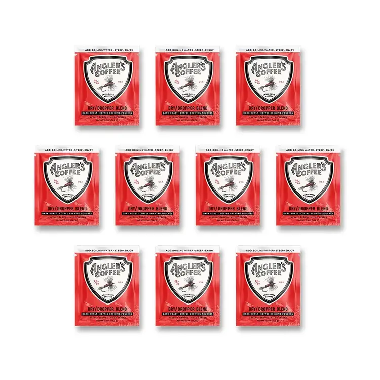 Angler's Coffee Angler's Coffee Dry Dropper Single Serve - Fresh Brew Coffee Pouch 10 Pack